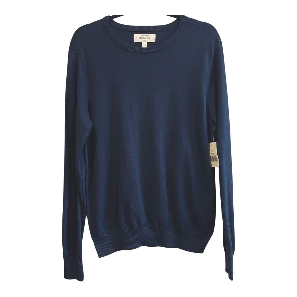 NWT Hawker Rye Cashmere Blend Navy Round‎ Neck Soft Cozy Sweater Small